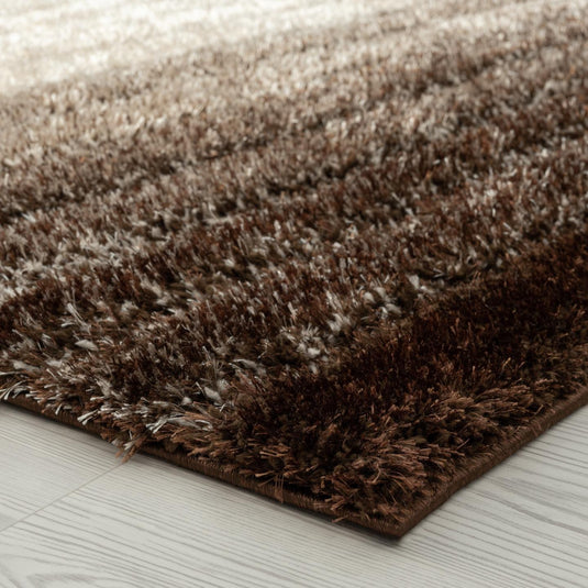 Brown-geometric-shag-rug