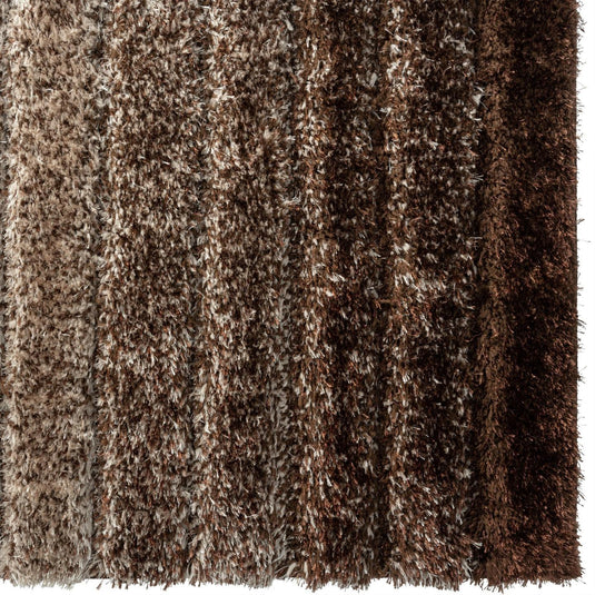 Brown-geometric-shag-rug