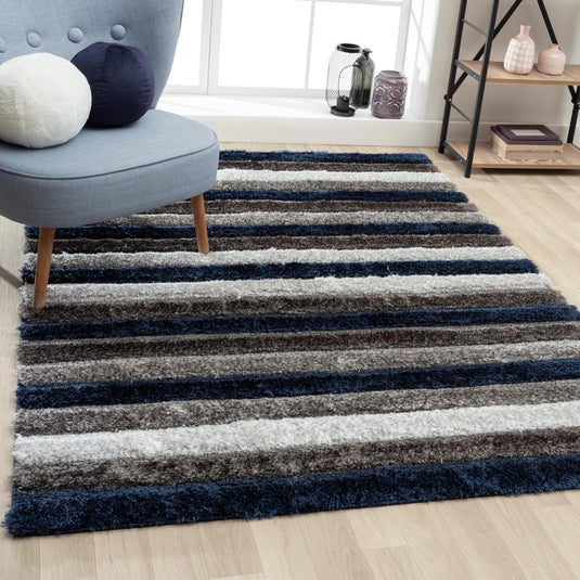 Navy-geometric-shag-rug