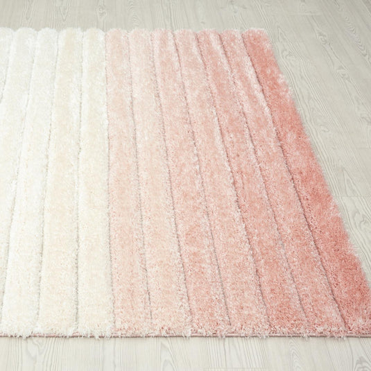 Pink-geometric-shag-rug