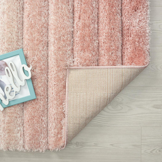 Pink-geometric-shag-rug