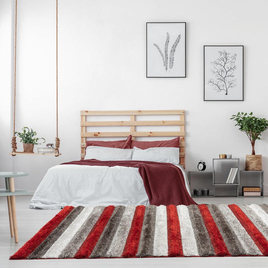 Red-geometric-shag-rug