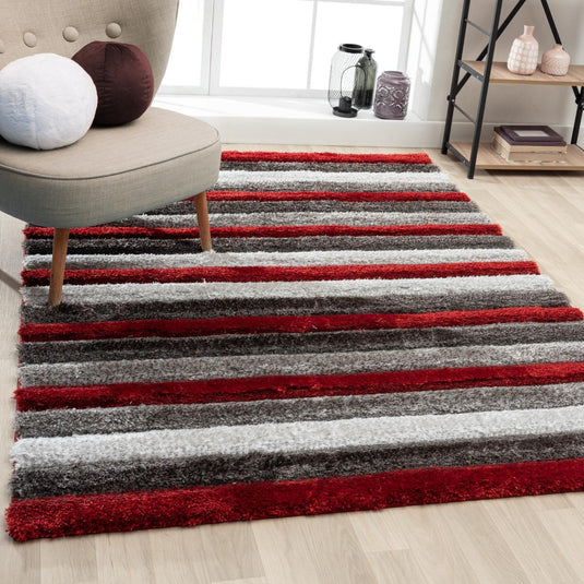 Red-geometric-shag-rug