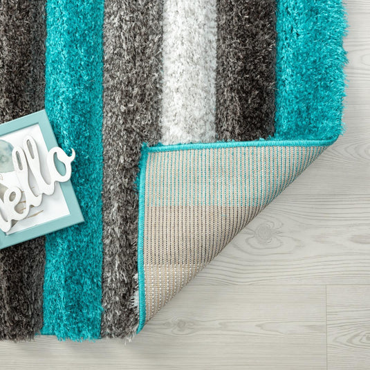 Turquoise-geometric-shag-rug