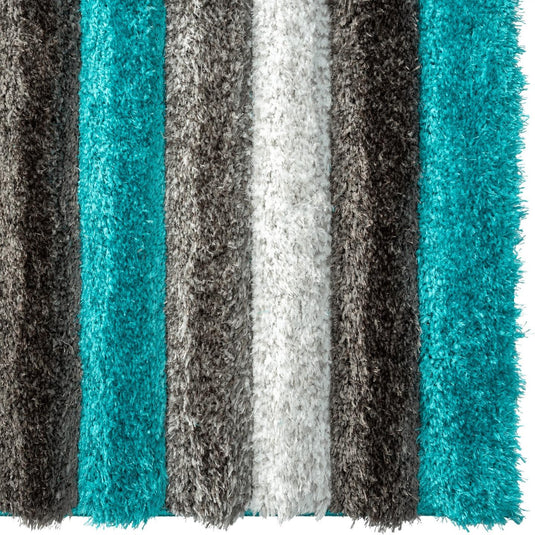 Turquoise-geometric-shag-rug