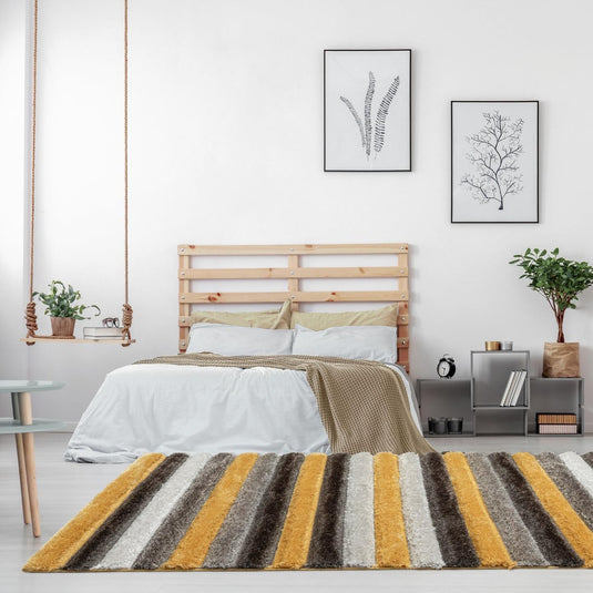 Yellow-geometric-shag-rug