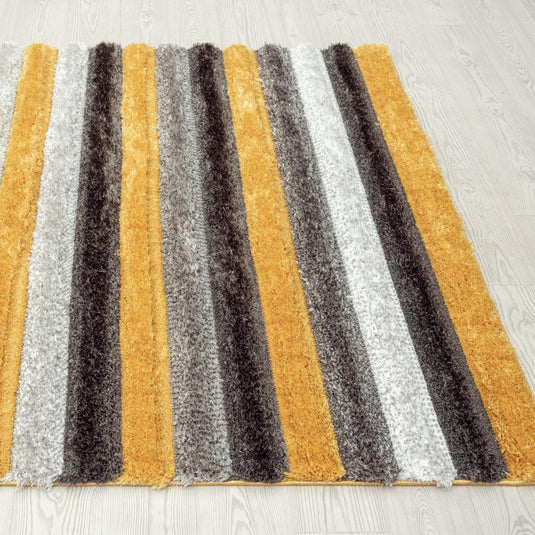 Yellow-geometric-shag-rug