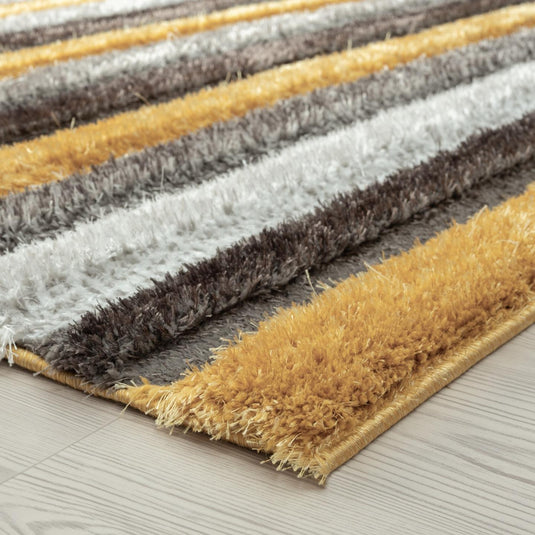 Yellow-geometric-shag-rug