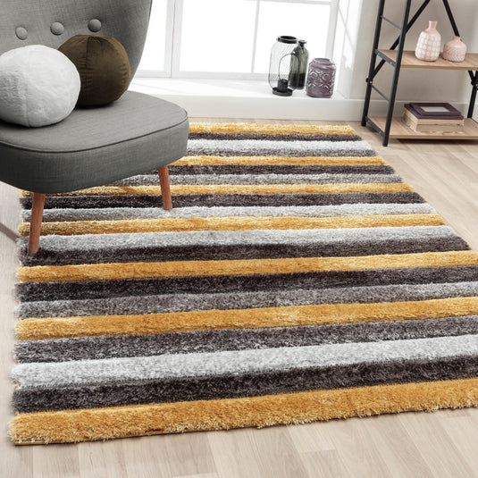 Yellow-geometric-shag-rug