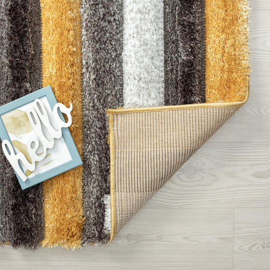 Yellow-geometric-shag-rug