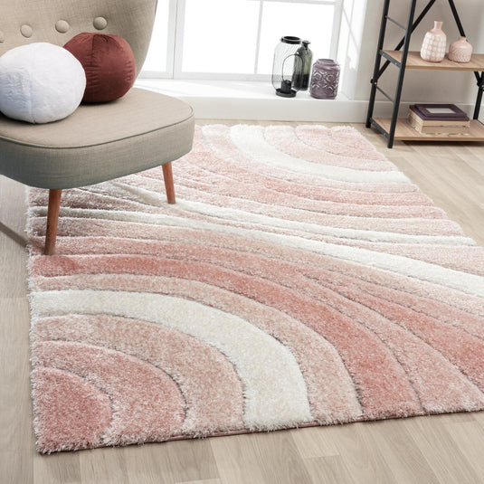 pink-geometric-shag-rug