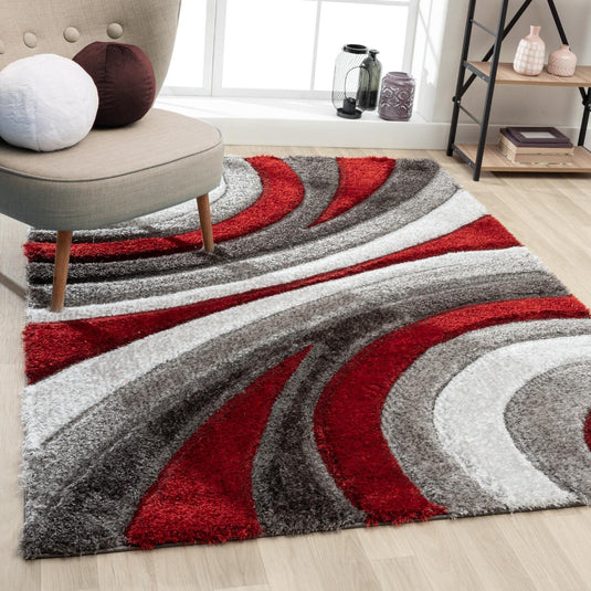red-geometric-shag-rug