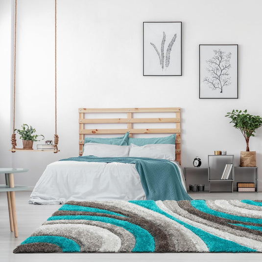 turquoise-geometric-shag-rug