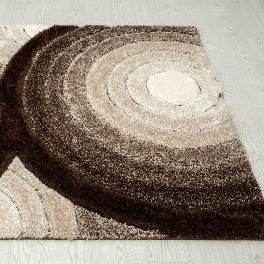 Brown-geometric-shag-rug