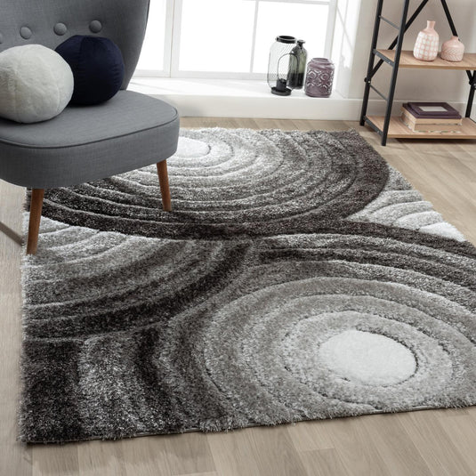 Gray-geometric-shag-rug