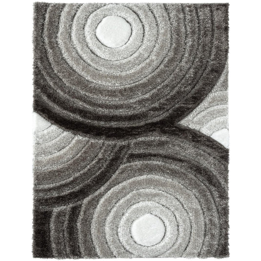 Gray-geometric-shag-rug
