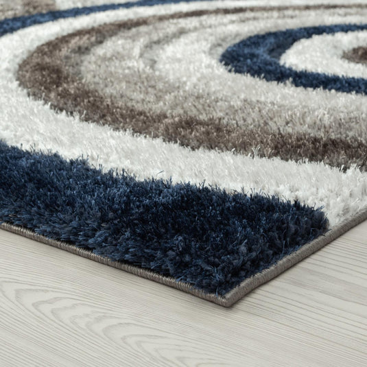 Navy-geometric-shag-rug
