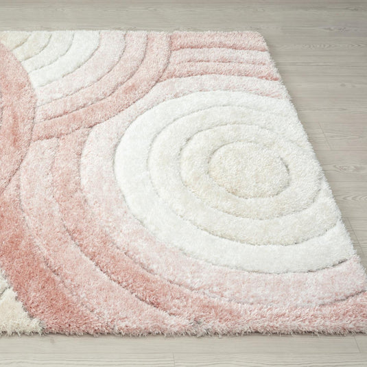 Pink-geometric-shag-rug