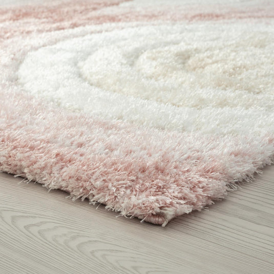 Pink-geometric-shag-rug
