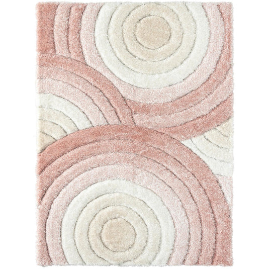 Pink-geometric-shag-rug