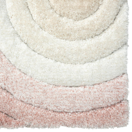 Pink-geometric-shag-rug