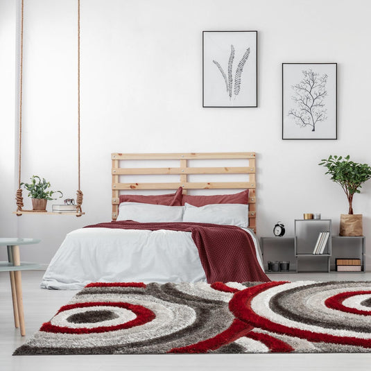 Red-geometric-shag-rug