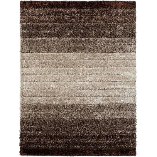 Brown-geometric-shag-rug