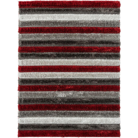 Red-geometric-shag-rug