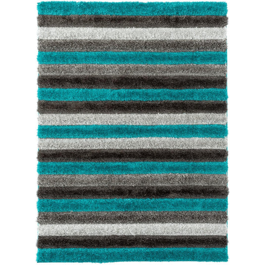 Turquoise-geometric-shag-rug