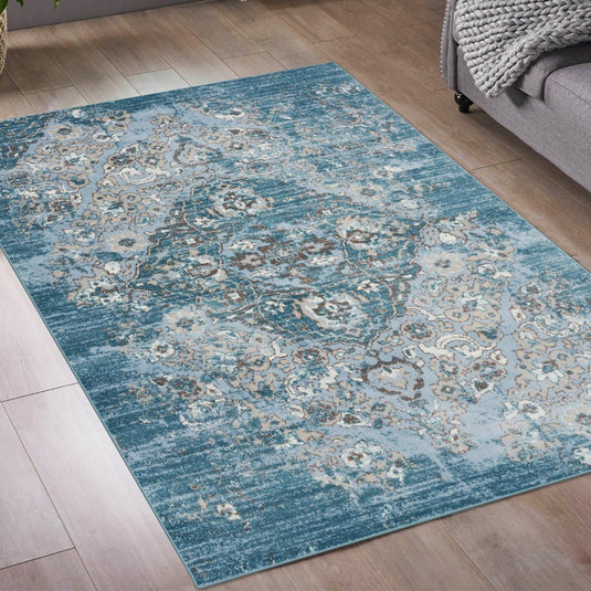 Blue Oriental Living Room Rug