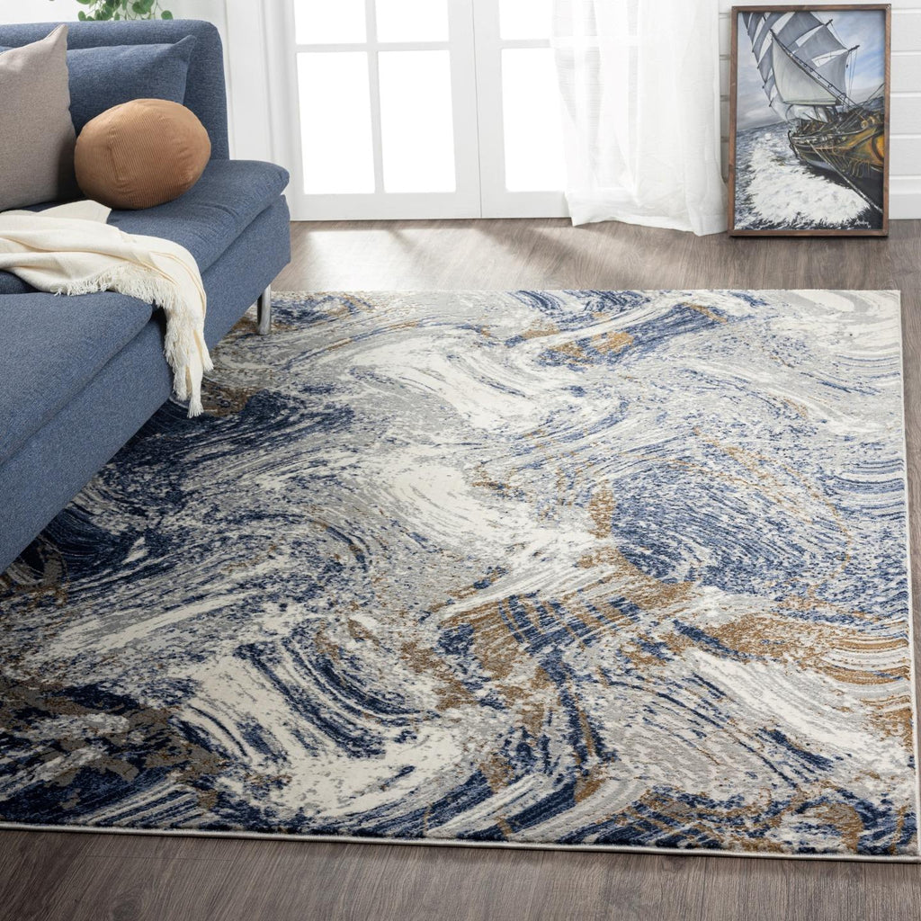 blue-living room-abstract-rug