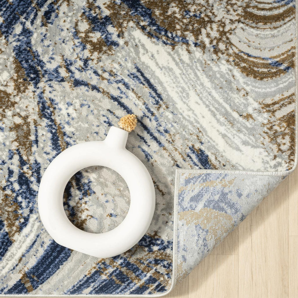 Marble Blue Abstract Area Rug - Modern Area Rugs by Luxe Weavers®