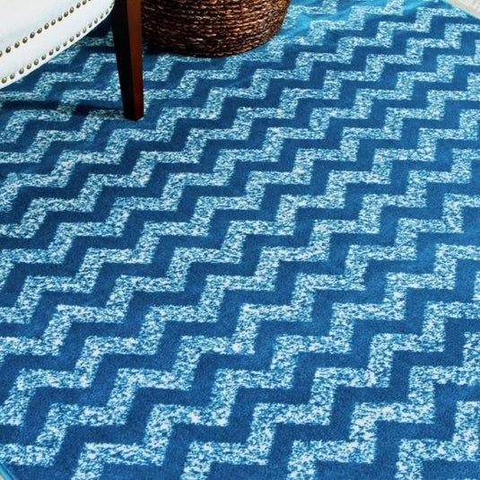 Luxe Weavers Chevron Collection Turquoise Geometric Area Rug