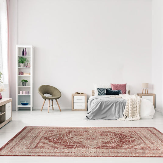 burgundy-bedroom-moroccan-rug