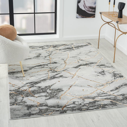 Marble 2150 Ivory Gold Area Rug - Modern Area Rugs by Luxe Weavers®