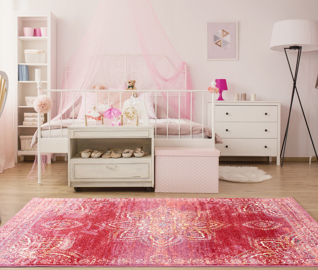 Bohemian Bedroom Area Rug Pink