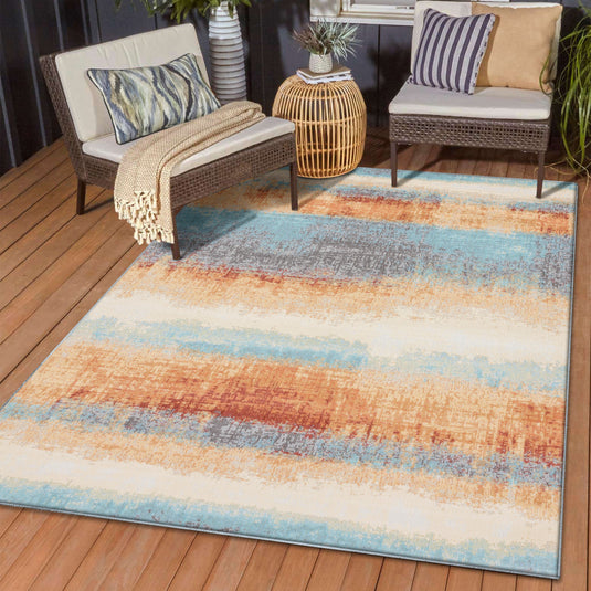 Aquabury 7654 Multi Lines Rustic Area Rug - Modern Area Rugs by Luxe Weavers®