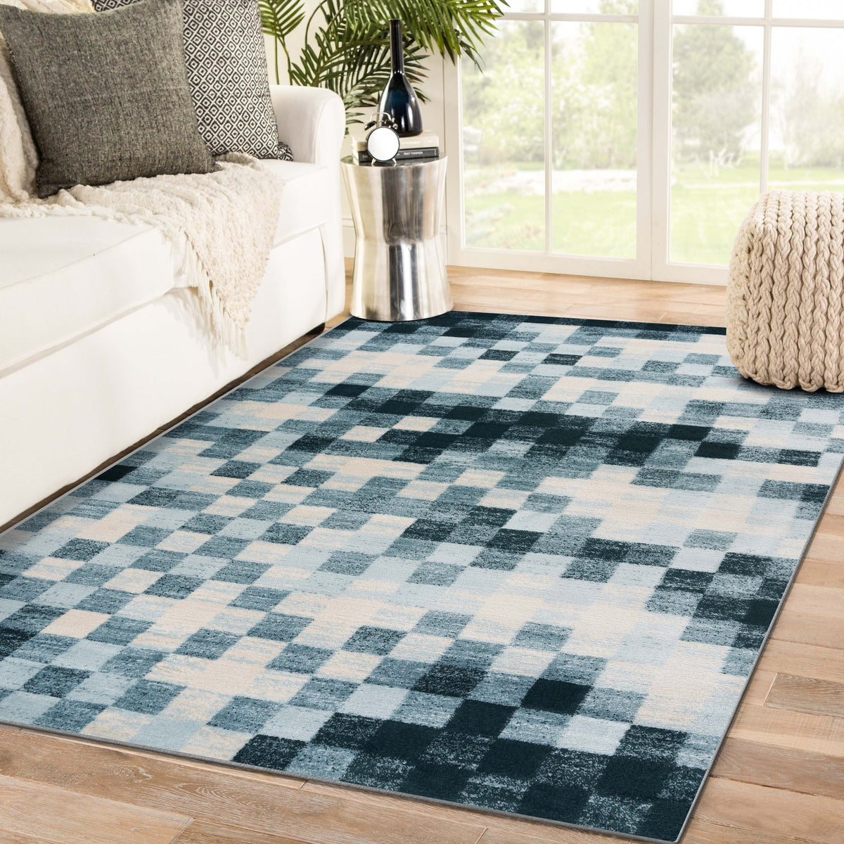 Blue Plaid Outdoor Area Rug, Check Waterproof Carpet Home Floor Decor –  Starcove Fashion