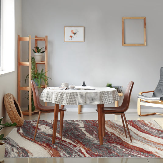 Red-abstract-dining-room-rug