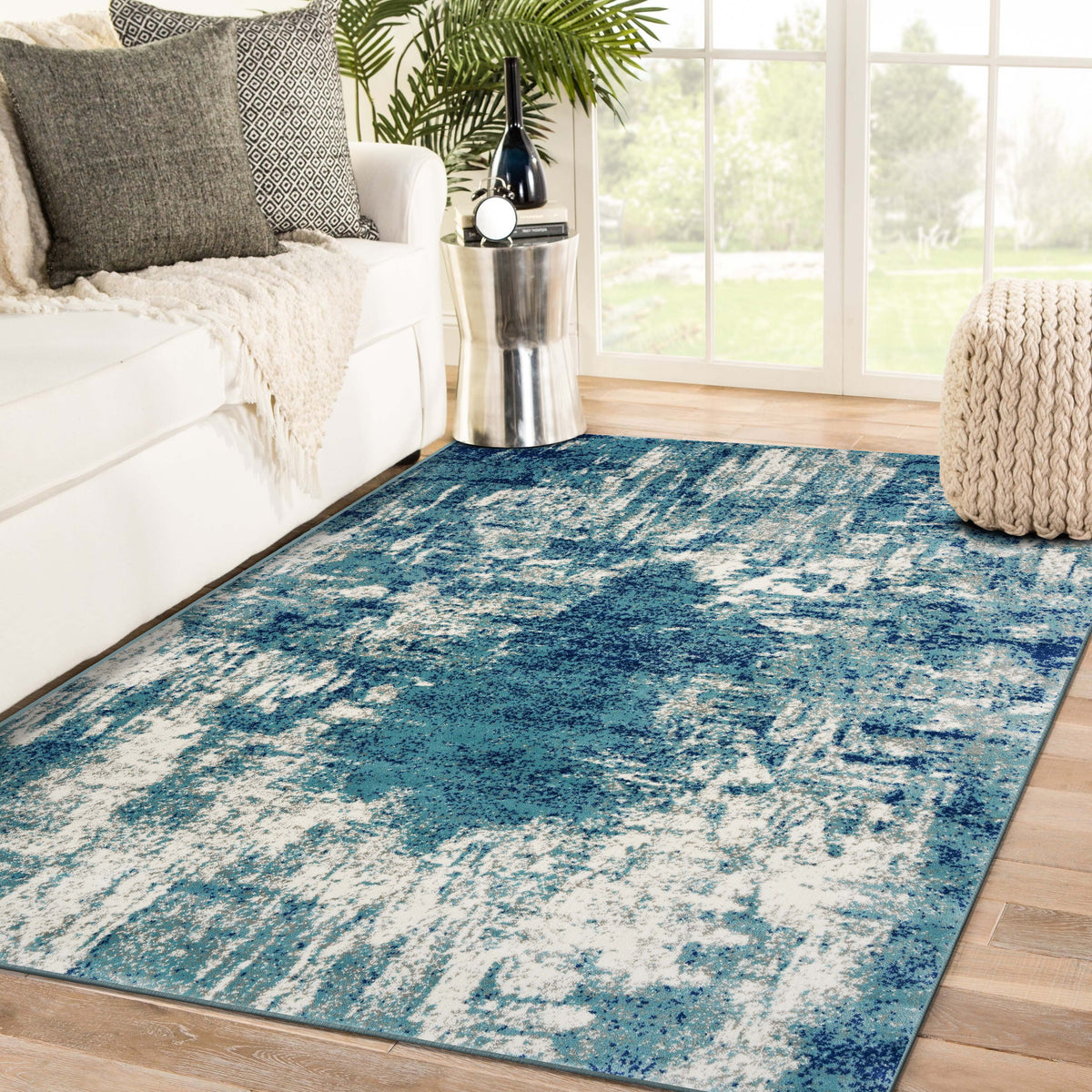 Victoria Abstract Area Rug 9086 | Luxe Weavers | Blue Modern Rugs