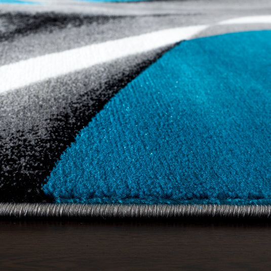 Luxe Weavers Victoria Collection 2305 Turquoise Abstract Area Rug | Blue Living Room Rugs | 5 x 7 Blue Area Rugs