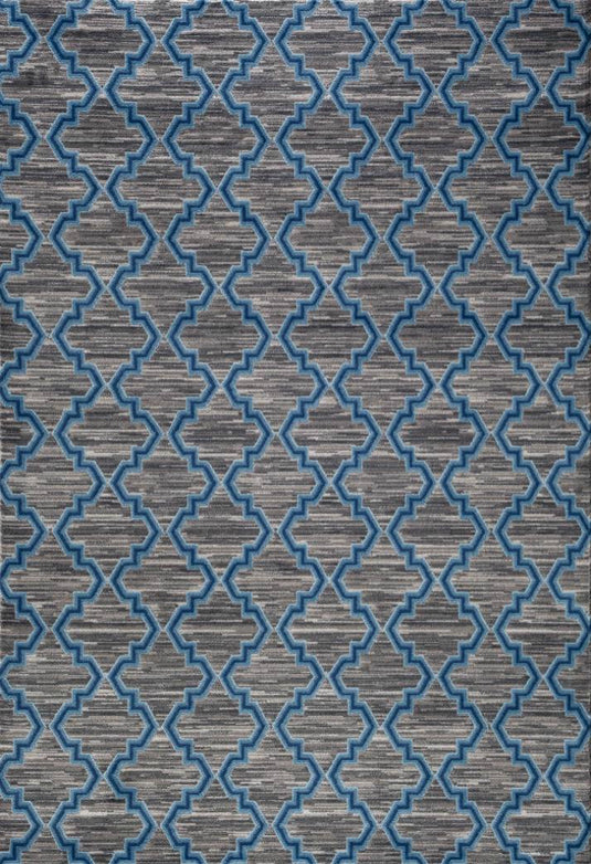Gray & Blue Trellis Modern Area Rug - Luxe Weavers