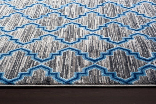 Gray & Blue Trellis Modern Area Rug - Luxe Weavers