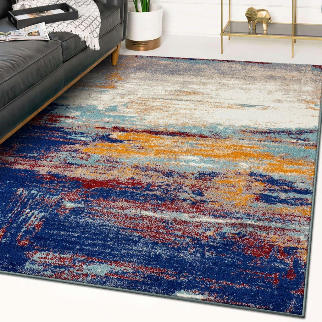 modern abstract multi sitting room area rug