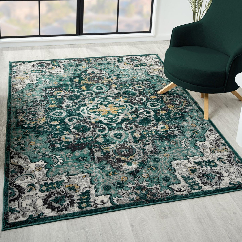 Moroccan-medallion-green-area-rug