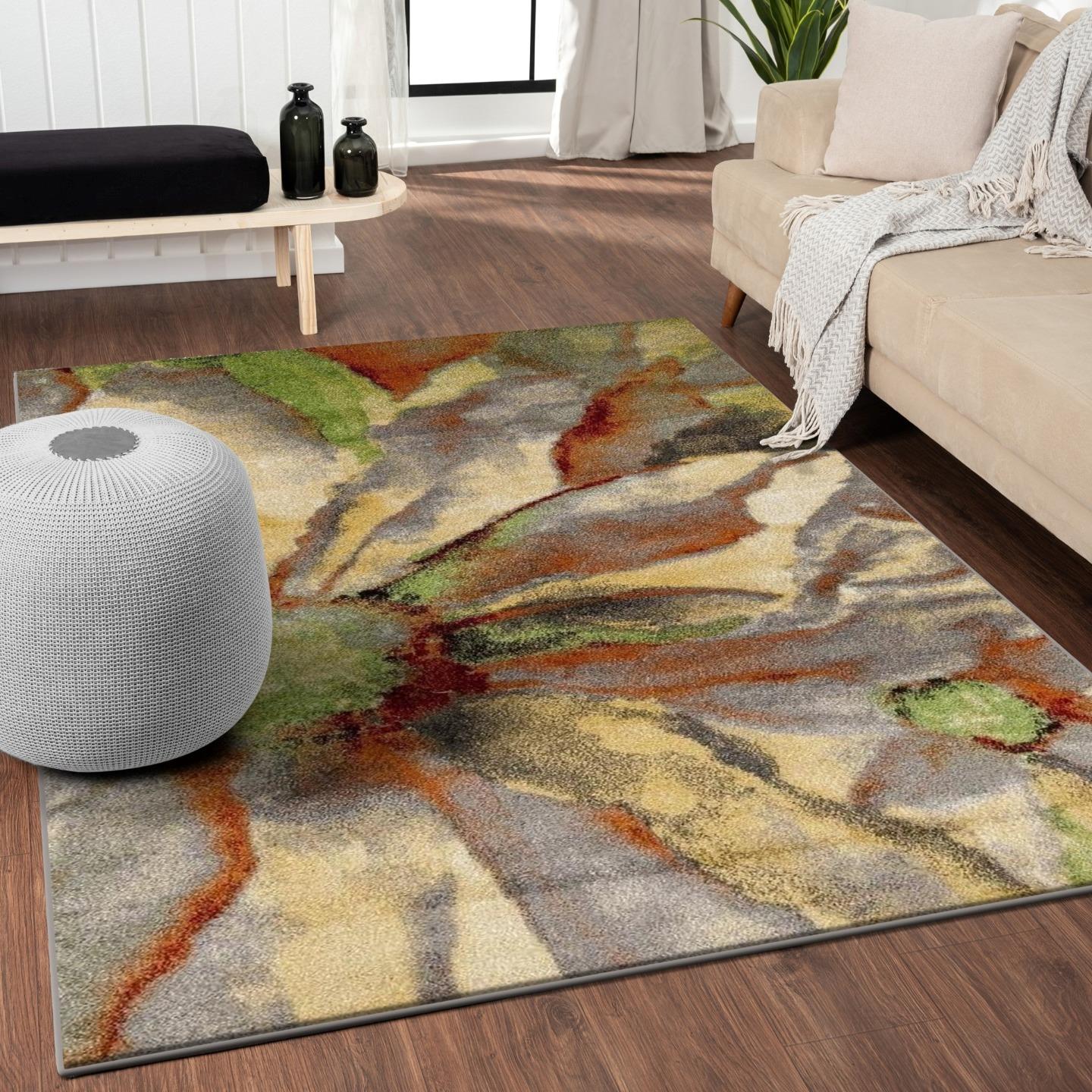 Red Abstract Boho Rug Abstract Watercolor Rug | Luxe Weavers | Boho Chic Area Rug