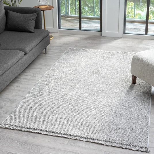 Solid Color Textured 246 Fringed Area Rug