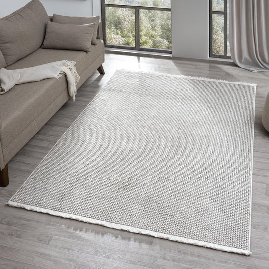 Solid Color Textured 246 Fringed Area Rug