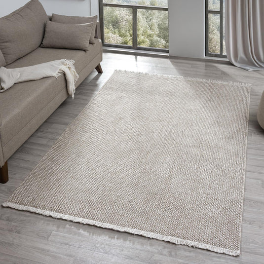 Solid Color Textured 246 Fringed Area Rug