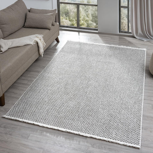 Solid Color Textured 246 Fringed Area Rug